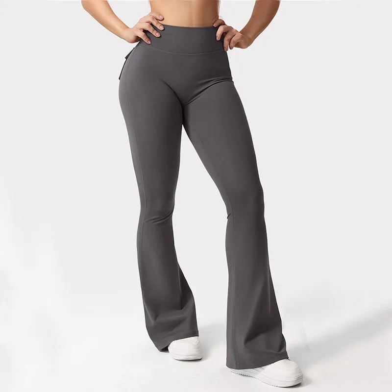 Newest Women Wide Leg High Stretch Yoga Leggings Naked Feeling Compression Fitness Workwear with pockets Yoga Pant - Image 4