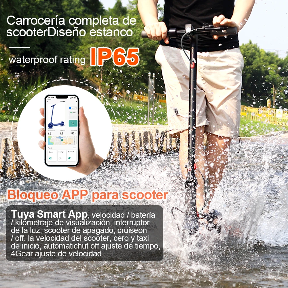LADPED Electric Scooter 350W 19mph APP Smart Scooter Shock-absorbing Anti-skid 8.5 Inches Folding waterproof Electric Scooter - Image 6