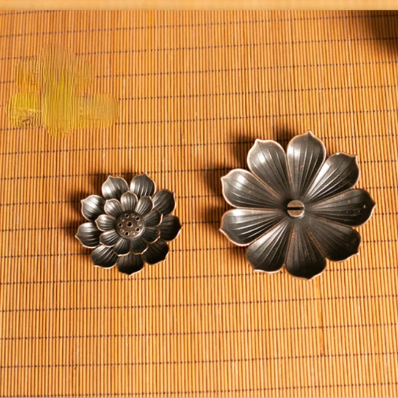 2 in 1 Alloy Incense Burner Metal sandalwood Incense Sticks Holder Buddhism Zen Lotus Sticks Incense Censer Nasturtium Ashtray - Image 3
