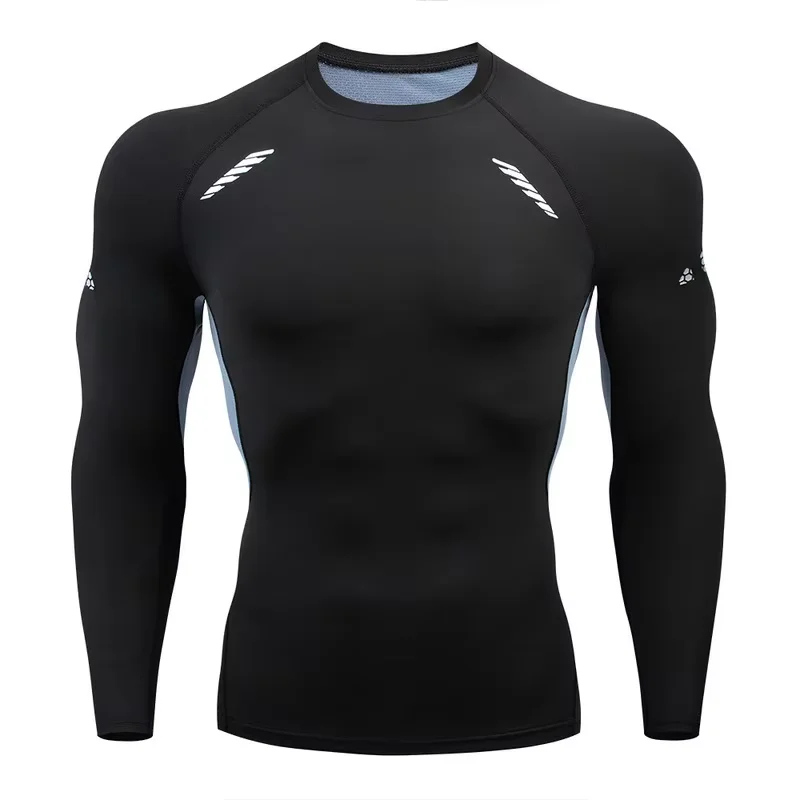 Men's T-shirt Men Running Sport T Shirt Men Compression Fitness Tops Tee Quick DryTight Training Gym Sport Running Shirts Jersey - Image 3