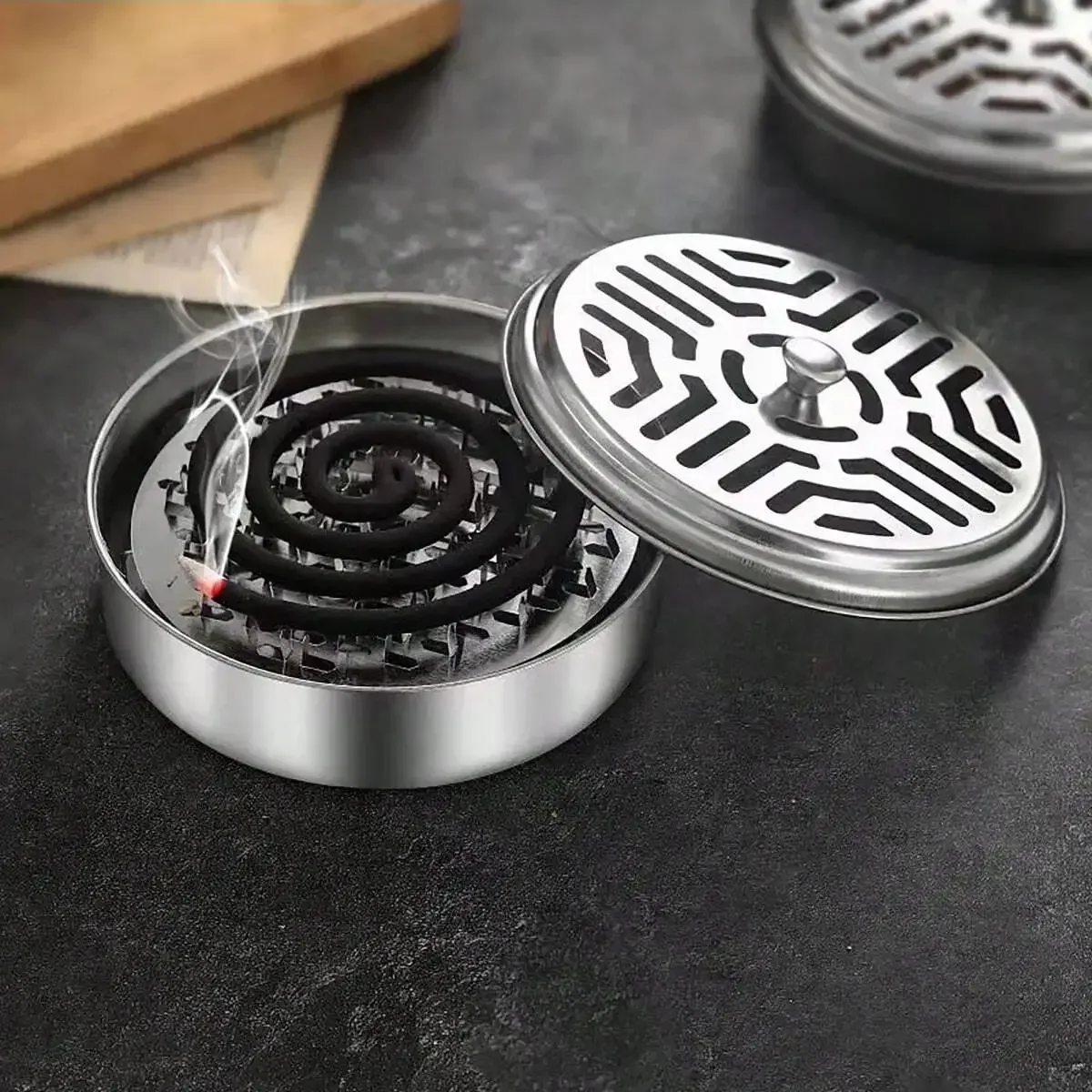 1PC Stainless Steel Mosquito Incense Box with Cover, Mosquito Incense Plate, Nail Teeth, Mosquito Incense Tray, Safety, Fire Pro - Image 2
