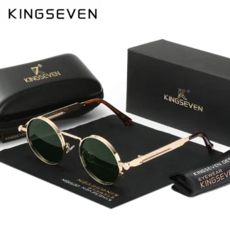 KINGSEVEN Round Sunglasses for Men Polarized Steampunk Sun Glasses For Women Vintage Style UV400 Eyewear Accessory Oculos