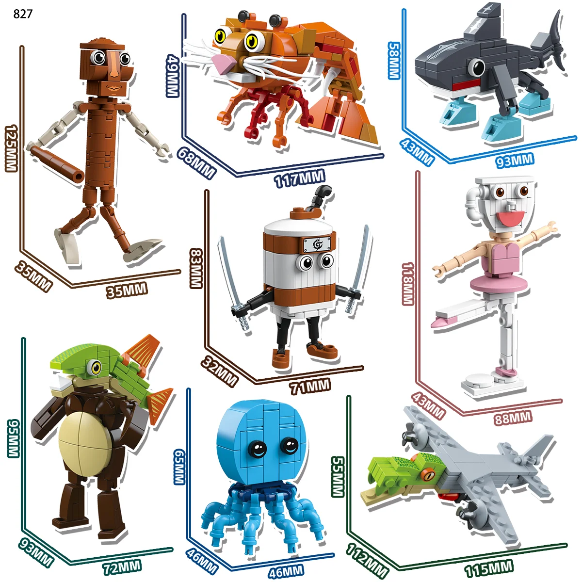 Tung Tung Sahur Brainrot Animals Building Blocks Tralalelo Tralala SharkBricks Toy Gift for Children Kids kids toys - Image 7
