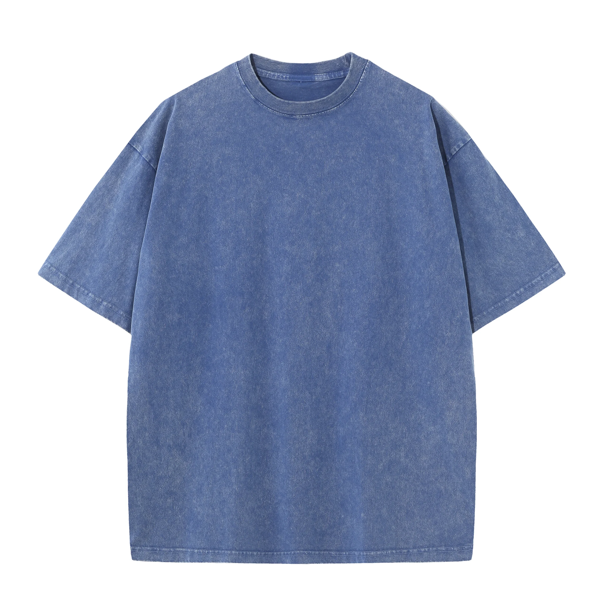 Men's summer pure cotton distressed retro drop shoulder T-shirt solid color loose casual breathable men's casual T-shirt tops - Image 11
