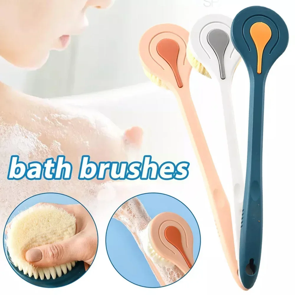 1pc Long Handle Bath Brush Soft Hair Bath Brush Back Ball Brush Bathroom Body Brushes Mud Back Scrubber Shower Massage Brush - Image 2