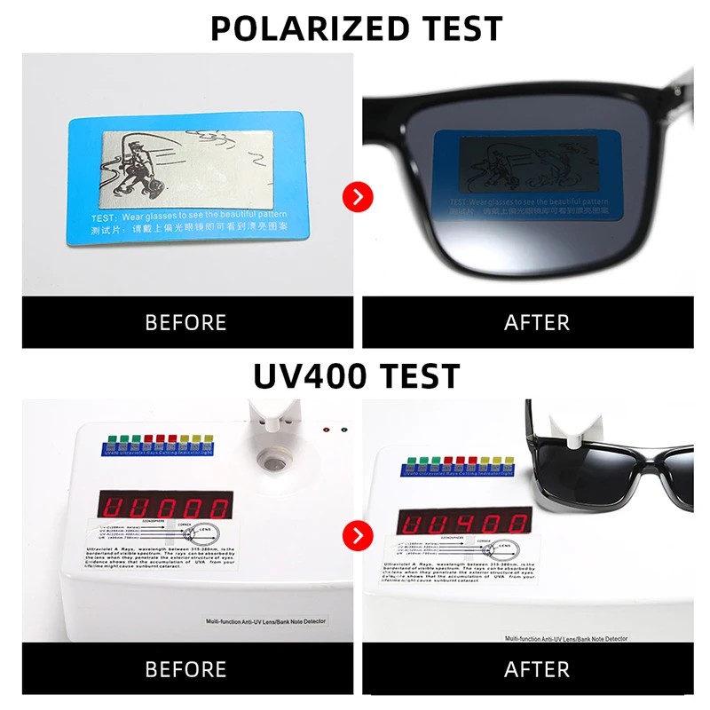 Classic Black Square Polarized Sunglasses Men Fashion Mirror Blue Sun Glasses Unisex Vintage Anti Glare Driving Shades UV400 - Image 6