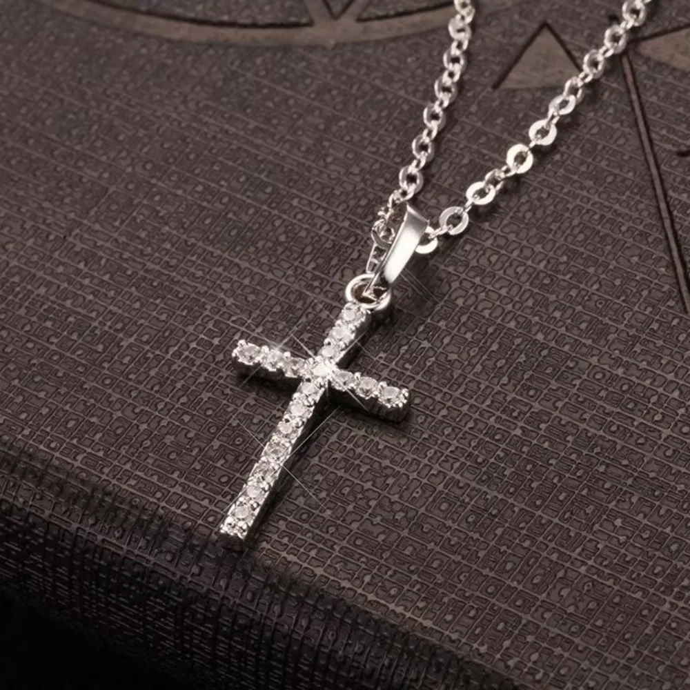 Cross Pendant Rhinestone Inlay Adjustable Necklaces Women Solid Color Solid Color Summer Pendant Necklace Jewellery Women - Image 6