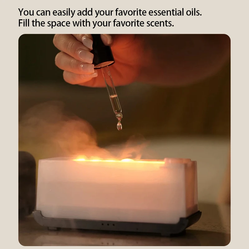 New Simulation Flame Aromatherapy Machine Mini Air Humidifier LED Colorful Light Timer Humidifier Home Perfume Diffuser - Image 6