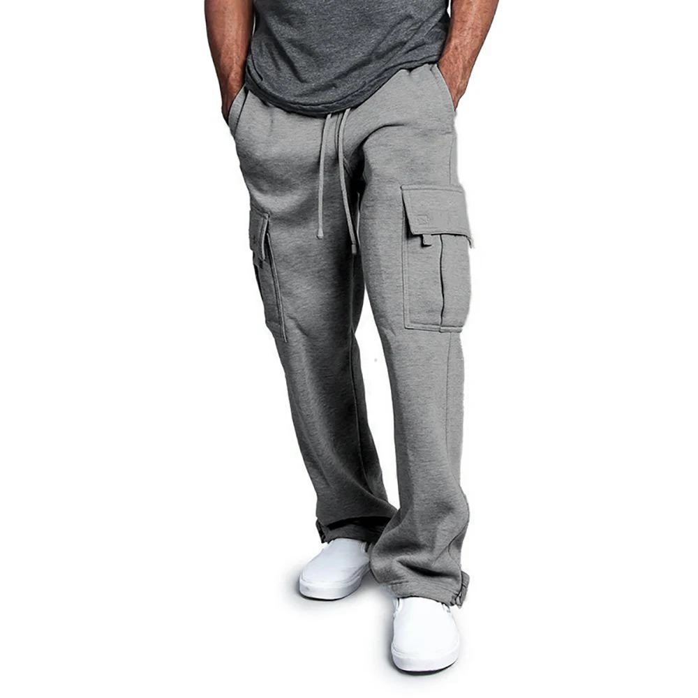 Mens Sweatpants Straight Fit Joggers for Sports and Streetwear Loose Oversized Drawstring Long Pants Men Multi-pocket Pants - Image 3