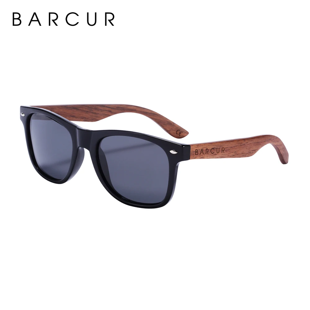 BARCUR Black Walnut Wood Sunglasses for Man Polarized High Quality Sqare Sun Glasses Men UV400 Eyewear Accessory Original Box - Image 5