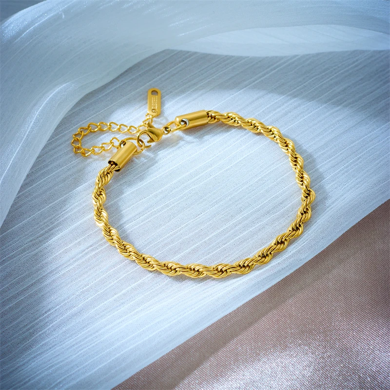 DIEYURO 316L Stainless Steel Gold Color Chain Necklace Bracelets For Women Girl Fashion Non-fading Lady Jewelry Set Accessories - Image 6
