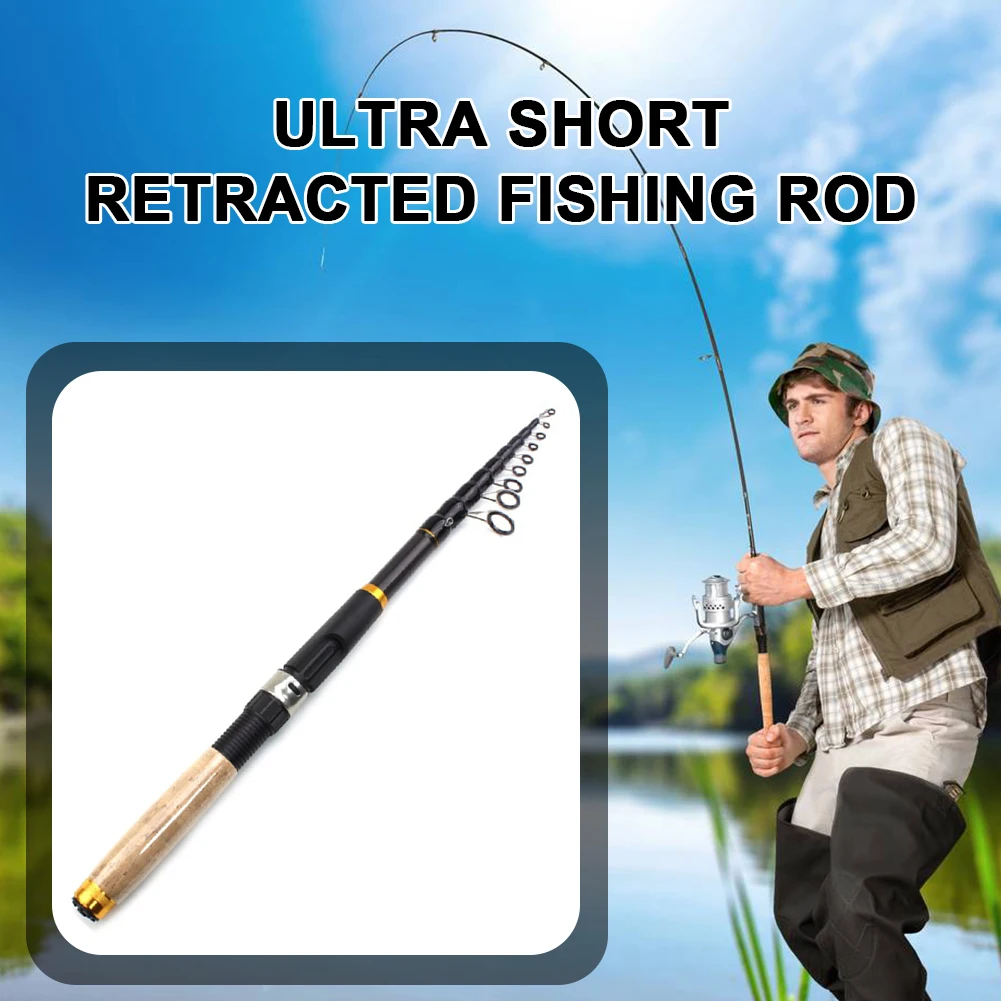 Ultrashort Telescopic Fishing Rod Multifunction Spinning Rod Carbon Fishing Fish Pole Durable Anti Slip Fishing Rod Fishing Tool - Image 2