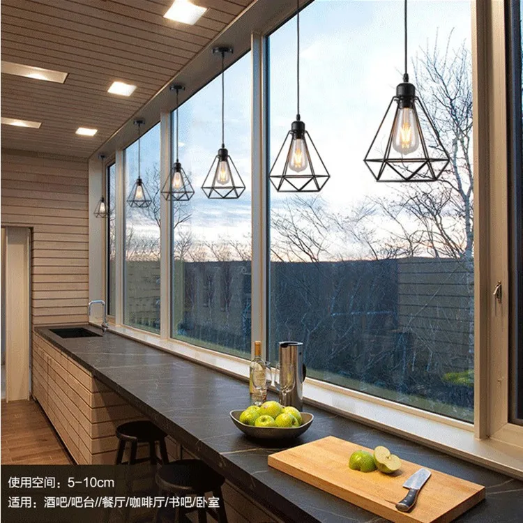 Industrial Pendant Light Led Adjustable Hanging Lamp Shade for Home Kitchen Metal Cage Pendant Lighting for Island Dining Room - Image 4