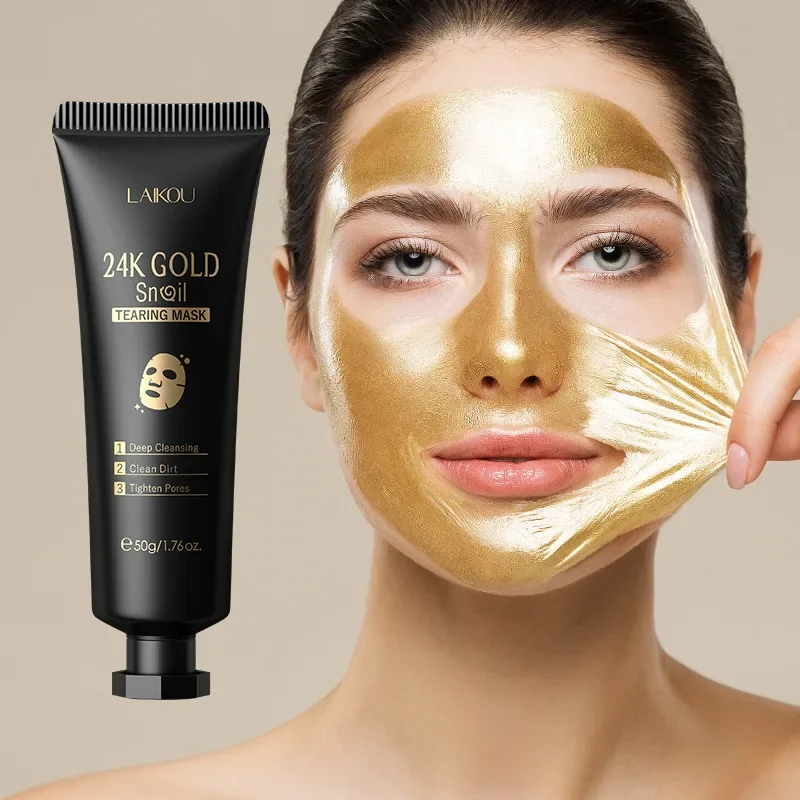 LAIKOU 24K Gold SNAIL TEARING Mask Deep Cleansing Remove Blackhead Face Care 50g - Image 2