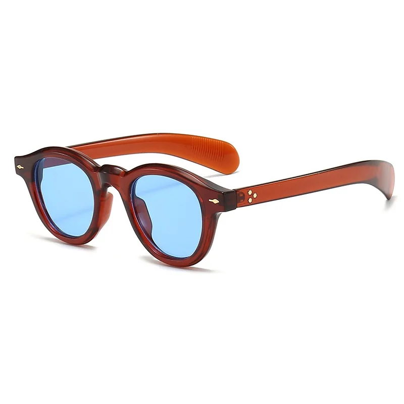 Fashion Small Round Sunglasses Women Retro Clear Ocean Lens Shades UV400 Men Rivets Punk Sun Glasses - Image 4
