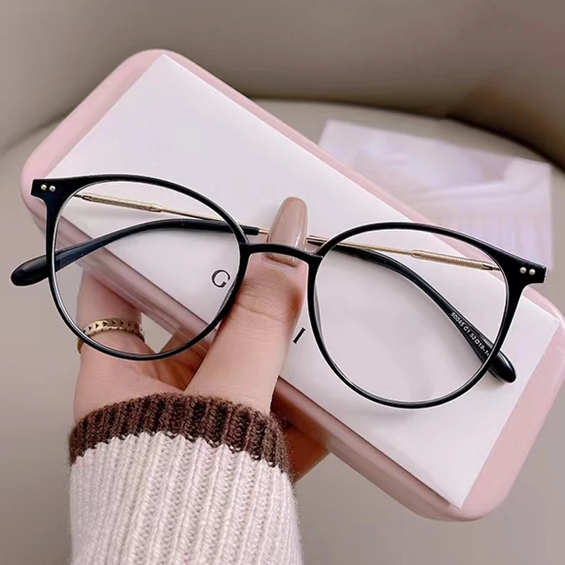 Lady Trendy Finished Myopia Glasses Women Round Frame Blue Light Blocking Eyewear Men Unisex Retro Minus Diopter Eyeglasses - Image 2