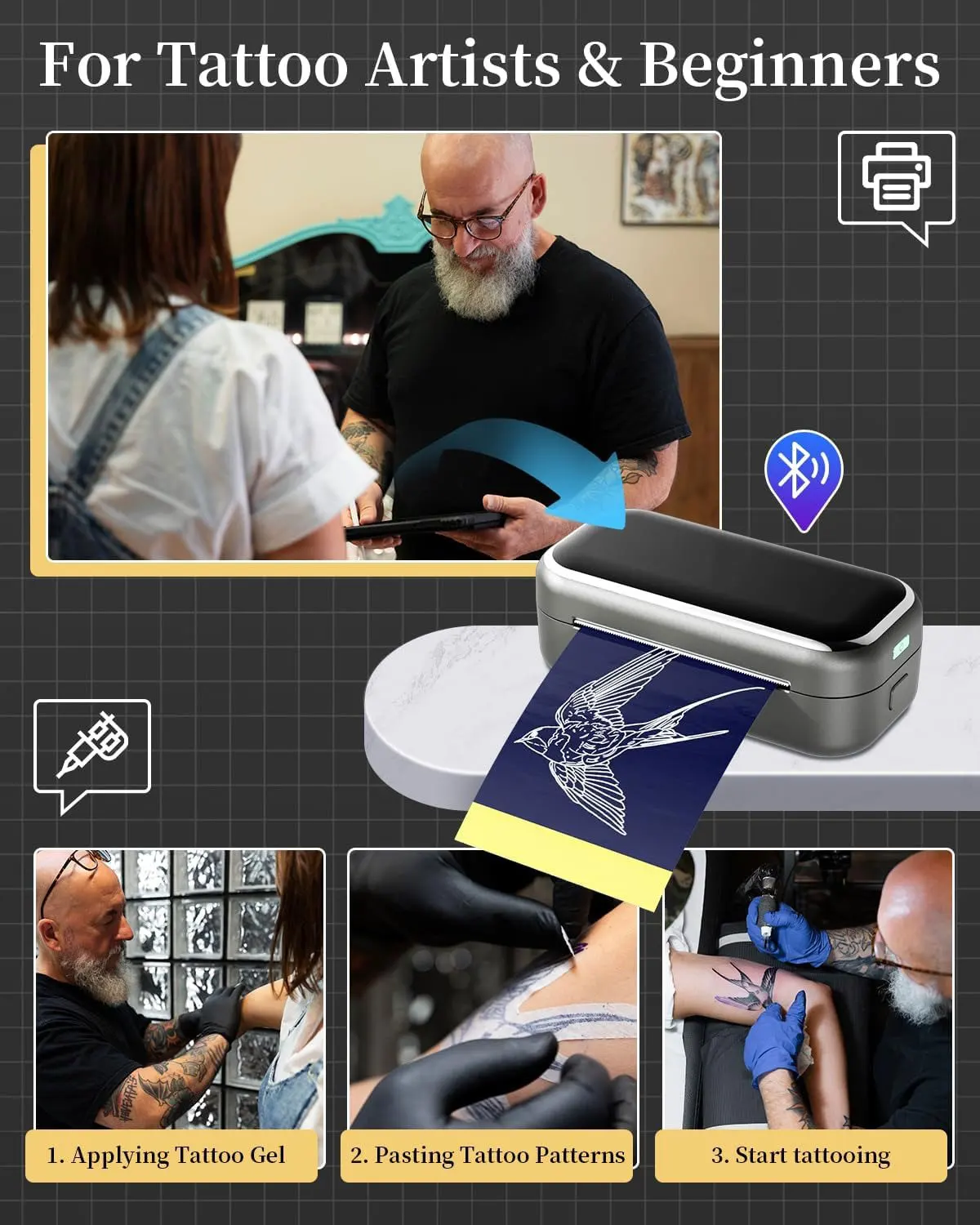 TP31 80mm Tattoo Stencil Printer Thermal Tattoo Printer with Transfer Paper Wireless Bluetooth Mini Portable Printer DIY Artist - Image 6