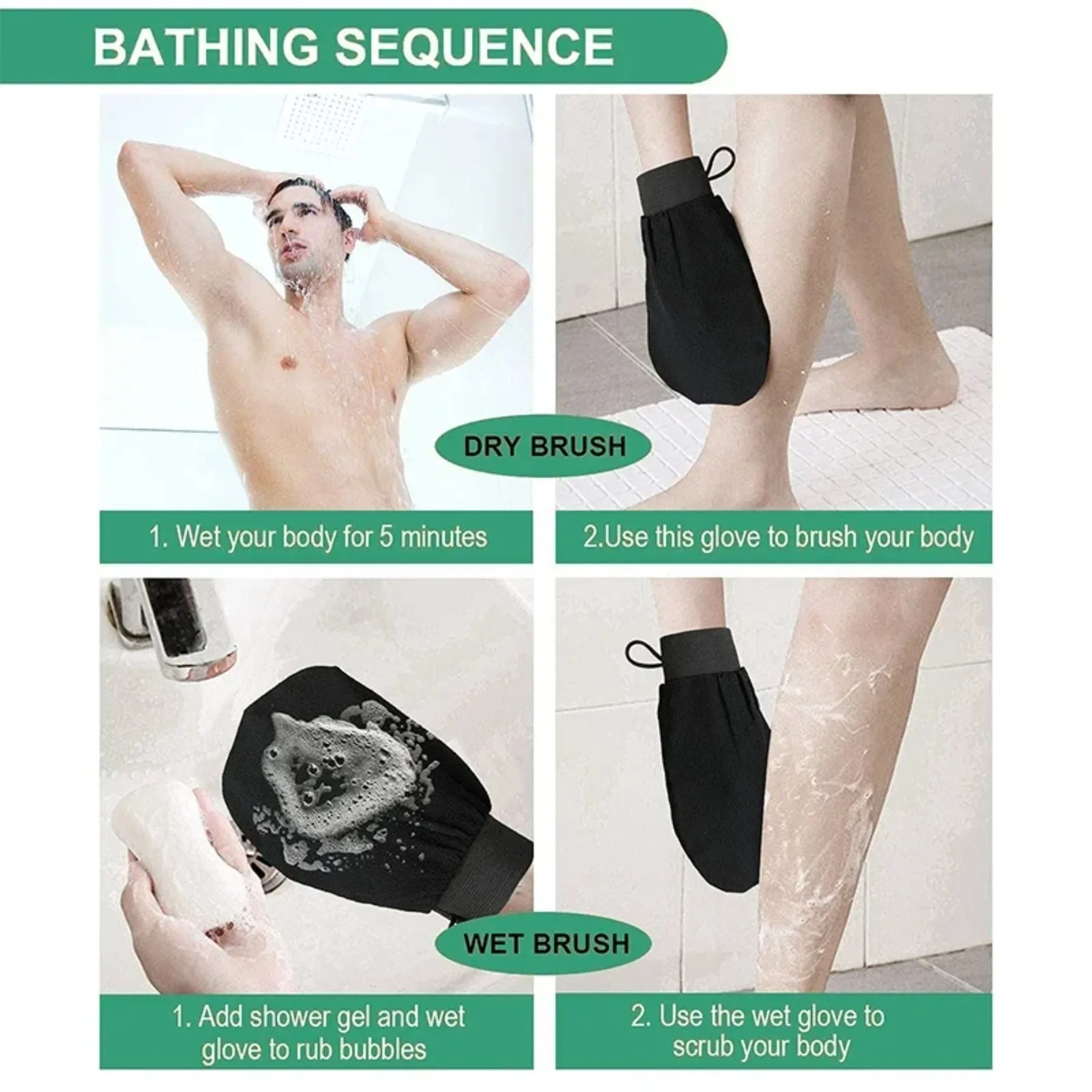 Bath Scrub Glove Exfoliating Body Facial Tan Massage Glove Exfoliator Glove Random Color Bath Shower Wash - Image 5
