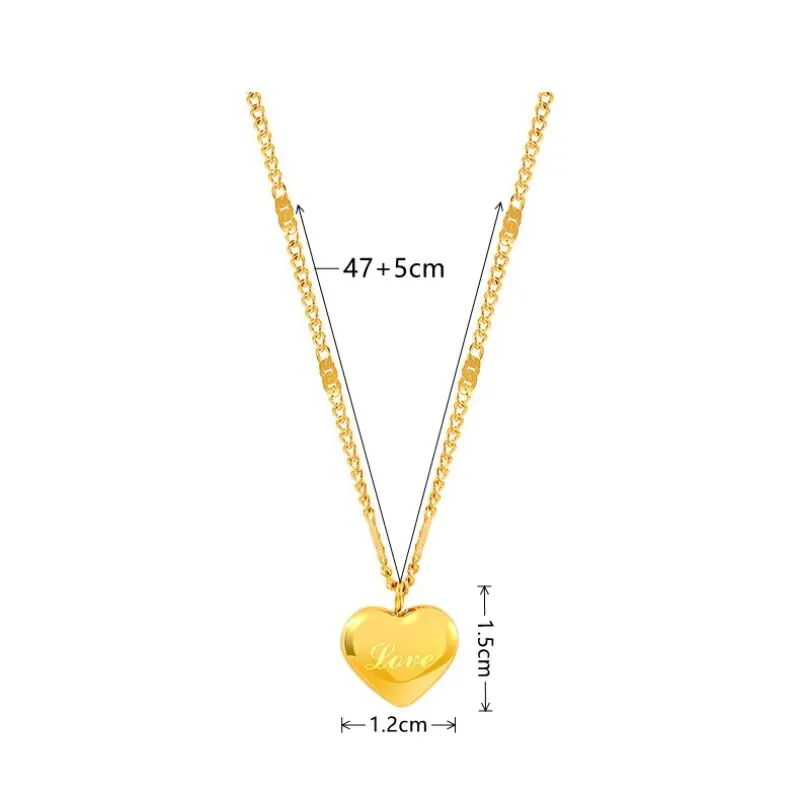 1pcs Gold-color Necklace Ms Simple Fashion Peach Heart Engraved Love Collarbone Chain Holiday Gifts - Image 6