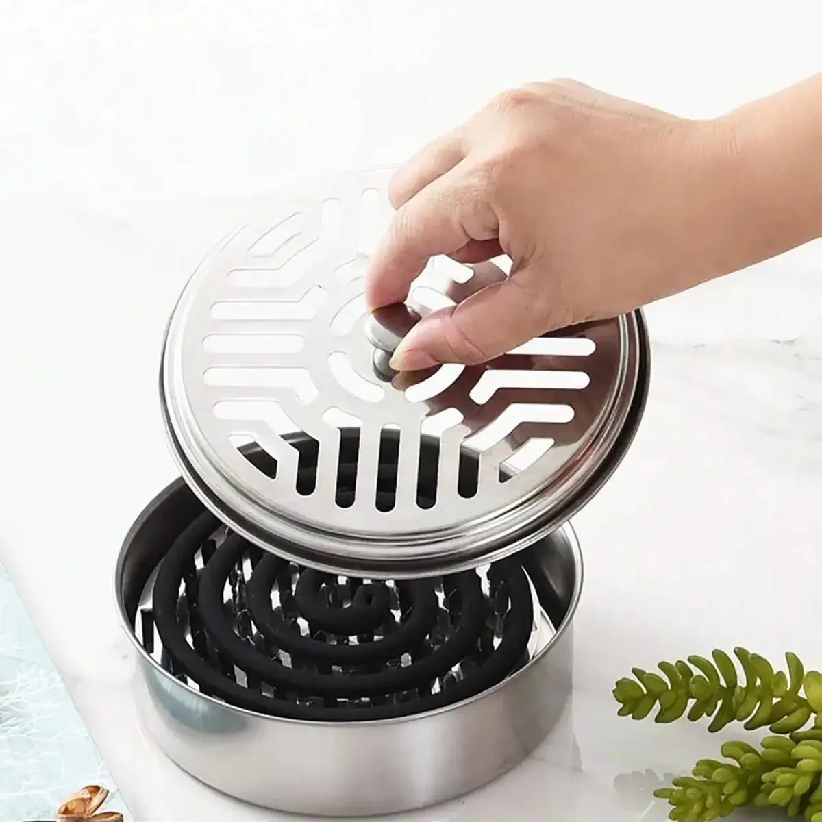 1PC Stainless Steel Mosquito Incense Box with Cover, Mosquito Incense Plate, Nail Teeth, Mosquito Incense Tray, Safety, Fire Pro - Image 4