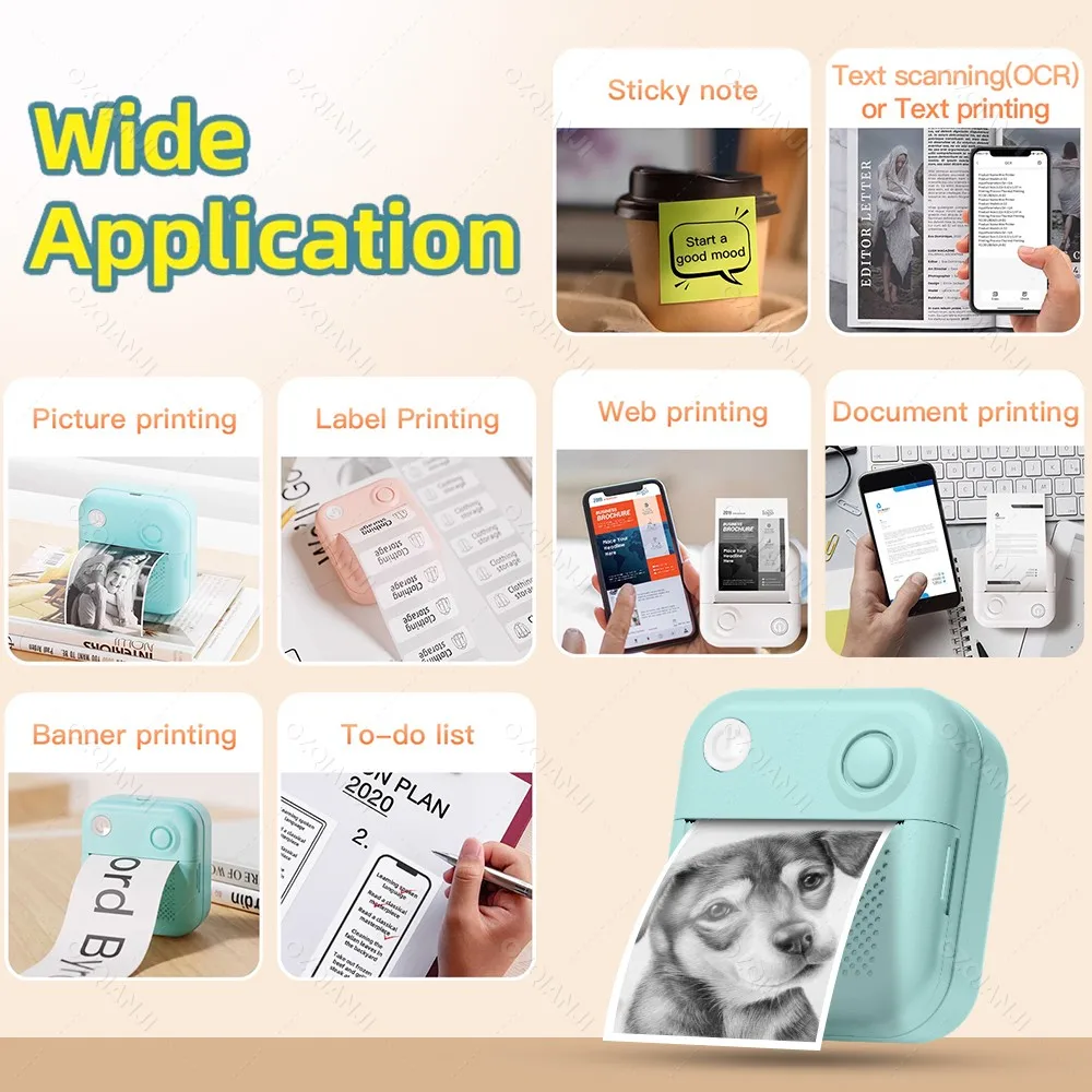 GZQIANJI D3 Portable PrinterThermal Paper Stickers Paper Mini Printers Labels Maker Printer for Error Printing Photo Printing - Image 4