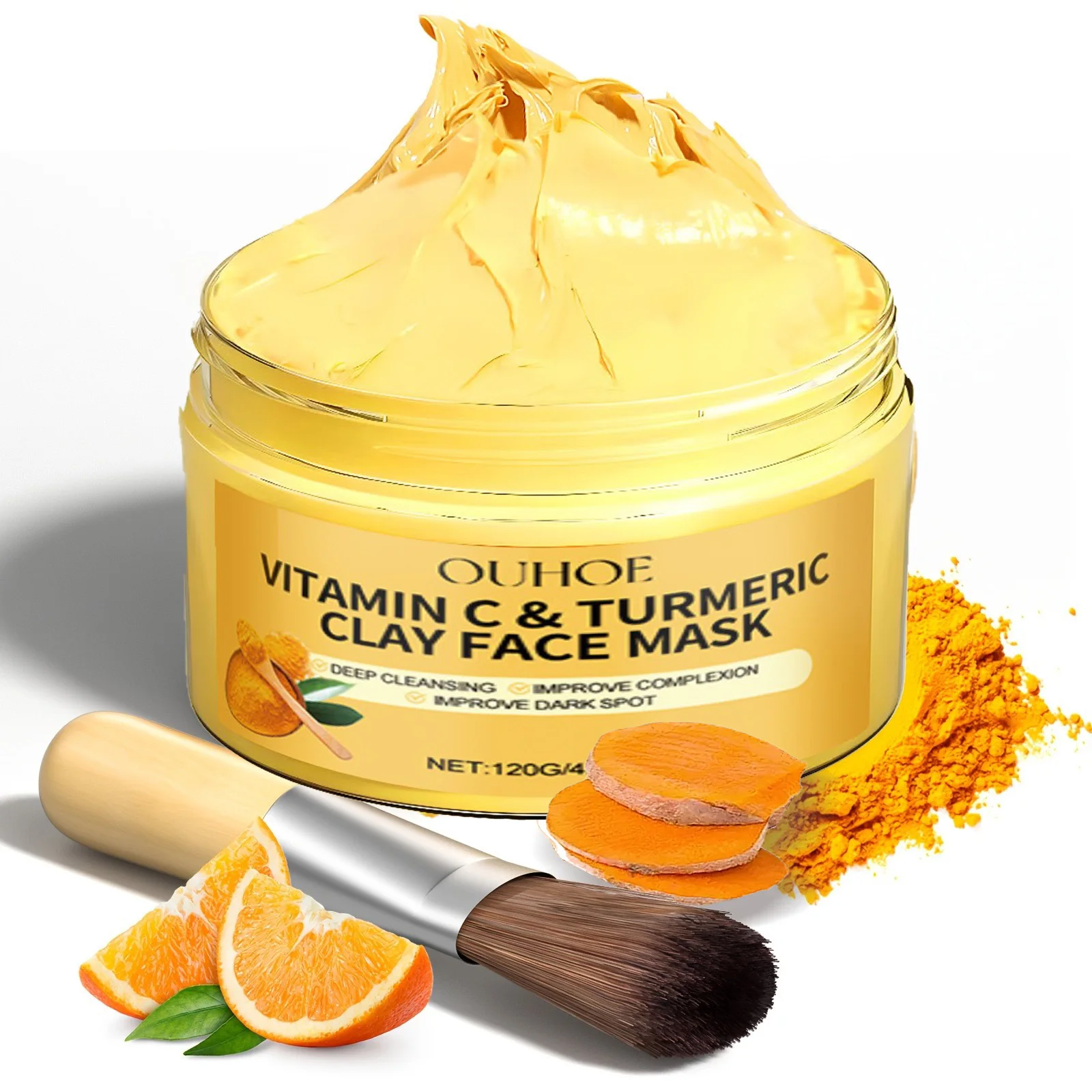 Vitamin C Exfoliating facial mask Turmeric Exfoliating facial mask Improve Pore Deep Cleaning facial mask Apply facial mask - Image 6