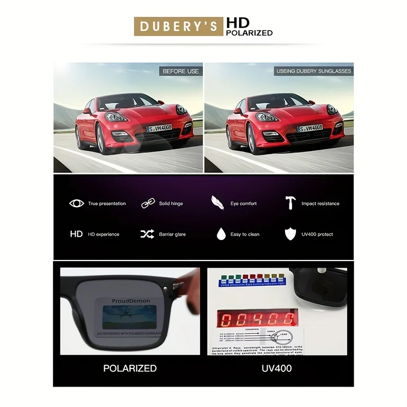 DUBERY Wooden Polarized UV400 ProtectionSunglasses For Men And Women 6 Colors Model 219 - Image 4