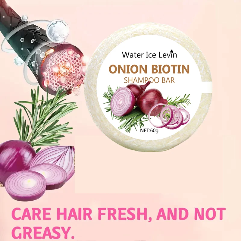 Onion and Biotin Shampoo Soap - 60g, Suitable for All Hair Types, Moisturizing and Smoothing, Rich in Rosemary Extract - Image 2