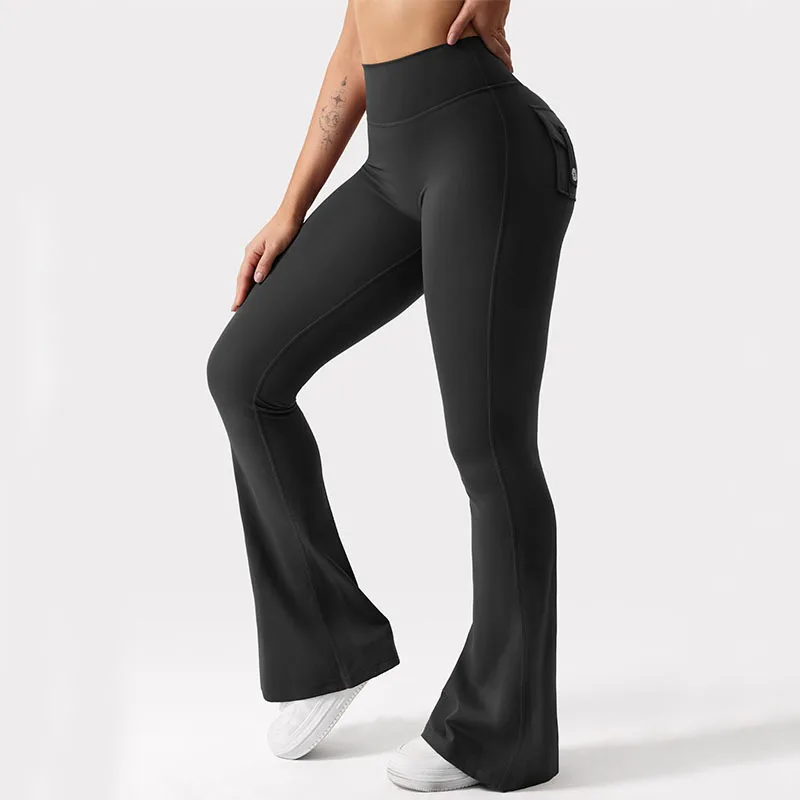 Newest Women Wide Leg High Stretch Yoga Leggings Naked Feeling Compression Fitness Workwear with pockets Yoga Pant - Image 3