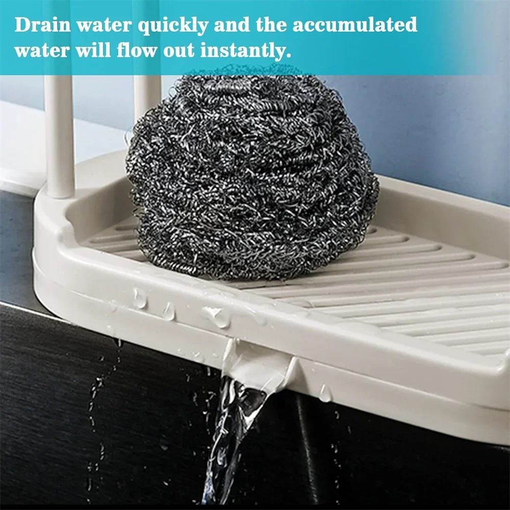 Kitchen Rag Drain Stand Kitchen Accessories Sink Drainage Shelf Sink Drain Storage Basket for Sponge Rag Wire Ball - Image 6