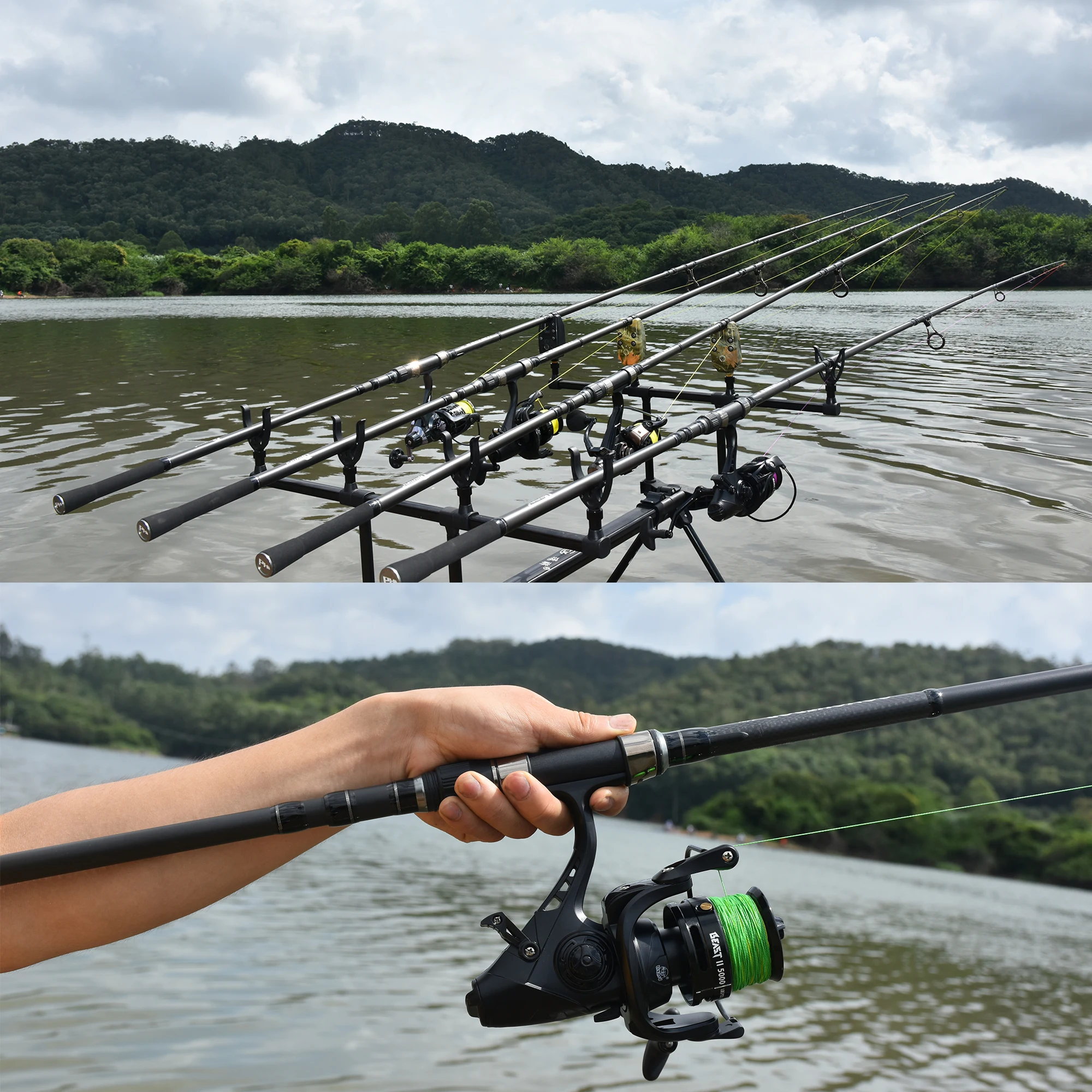 BIUTIFU 2Tips Carp Fishing Rod 3.5lb 7Sections 4.2/3.6/3.0m 30t Carbon Fiber Travel Throwing 60-150m Shore Casting Spinning Pole - Image 3