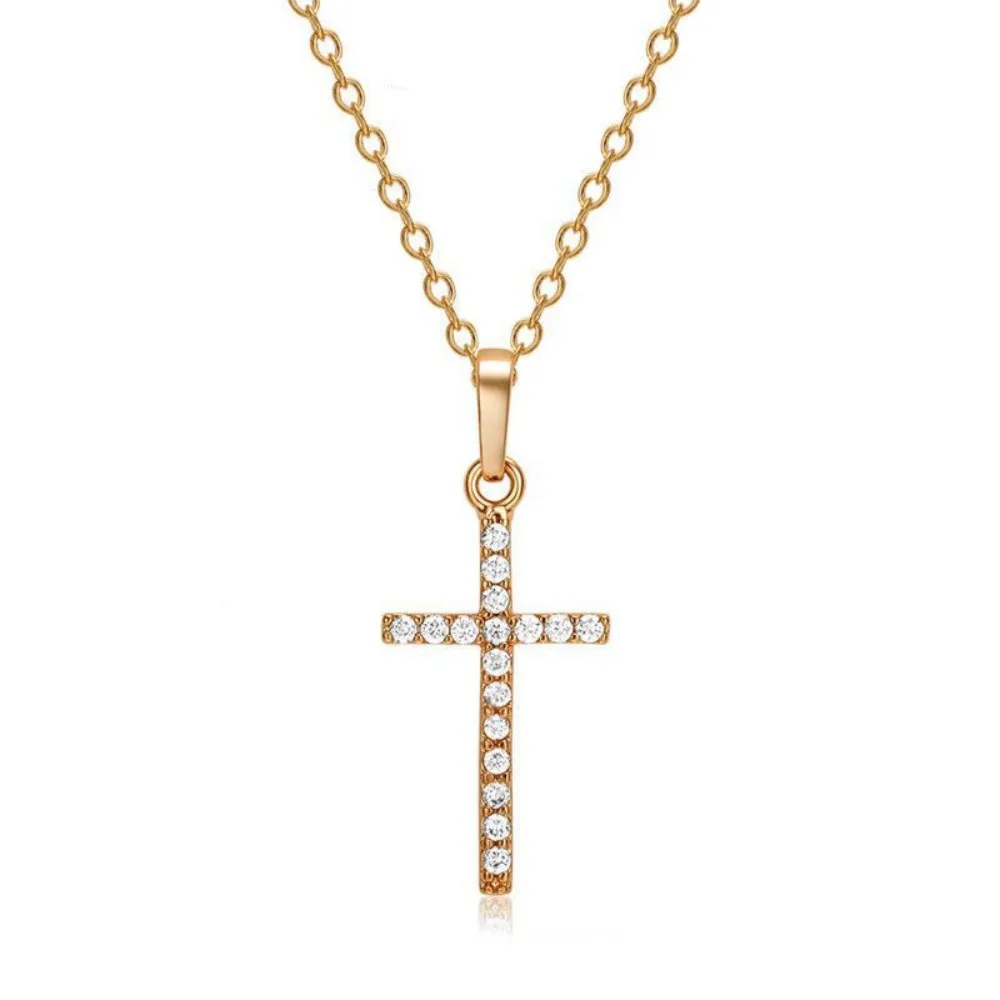 Cross Pendant Rhinestone Inlay Adjustable Necklaces Women Solid Color Solid Color Summer Pendant Necklace Jewellery Women - Image 7