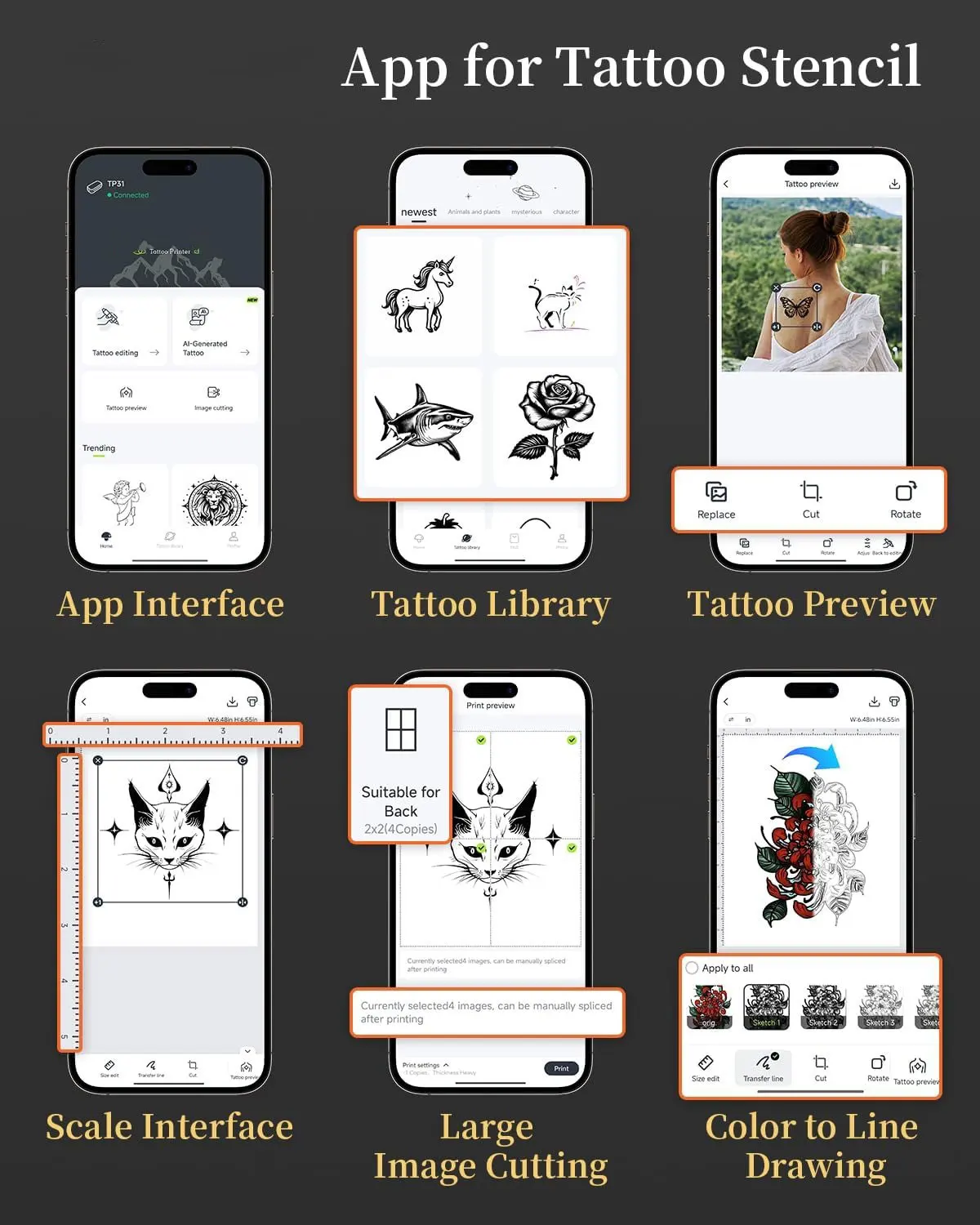 TP31 80mm Tattoo Stencil Printer Thermal Tattoo Printer with Transfer Paper Wireless Bluetooth Mini Portable Printer DIY Artist - Image 3
