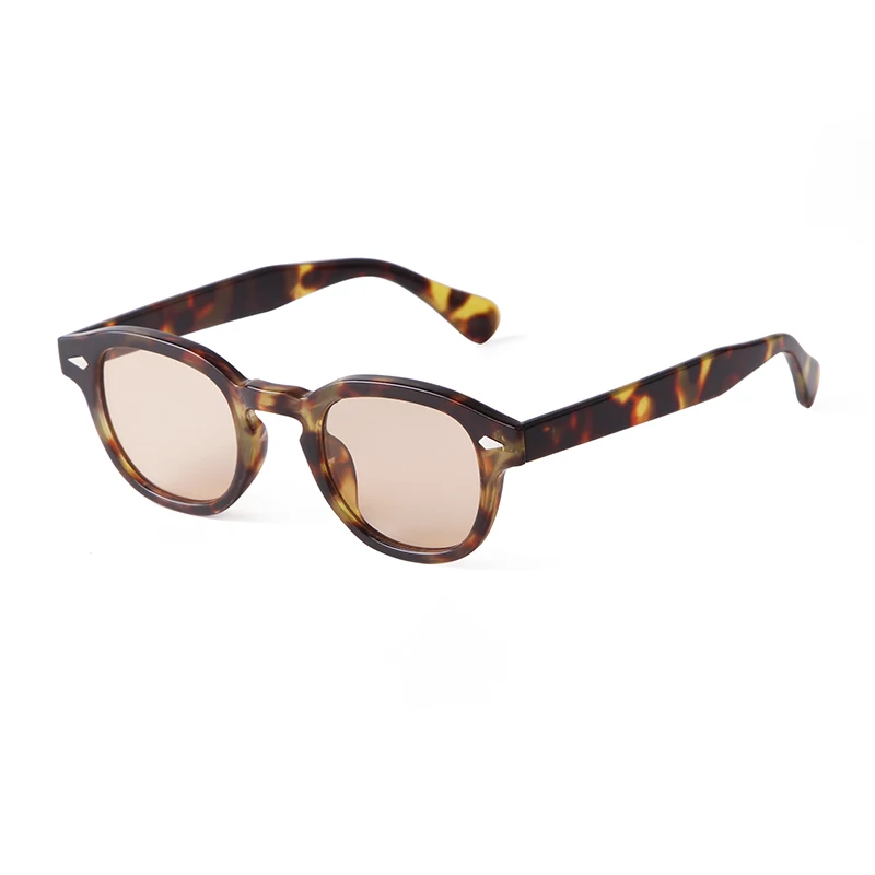 Vintage Tortoise Shell Round Sunglasses Women Men 2025 Brand Design Retro Rivet Yellow Blue Lens Square Sun Glasses Female UV400 - Image 2