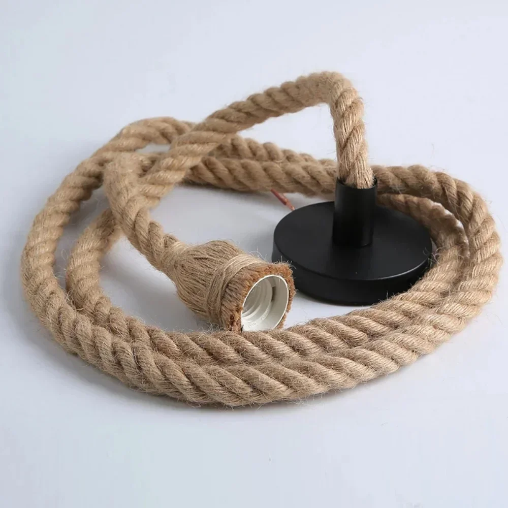 Industrial E27 Vintage Hemp Rope Pendant Lights Attic Personality Indoor Lightings for Loft/Living Room/Bar Pendant Chandelier - Image 5