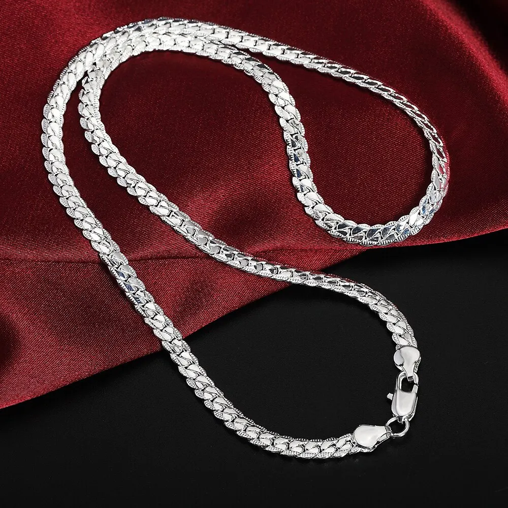 20-60cm Silver Color Luxury Brand Design Noble 6mm Necklace Chain For Woman Men Fashion Wedding Engagement Jewelry - Image 3