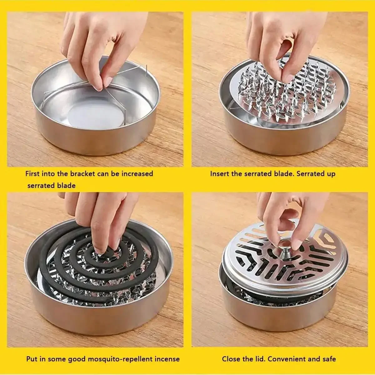 1PC Stainless Steel Mosquito Incense Box with Cover, Mosquito Incense Plate, Nail Teeth, Mosquito Incense Tray, Safety, Fire Pro - Image 5