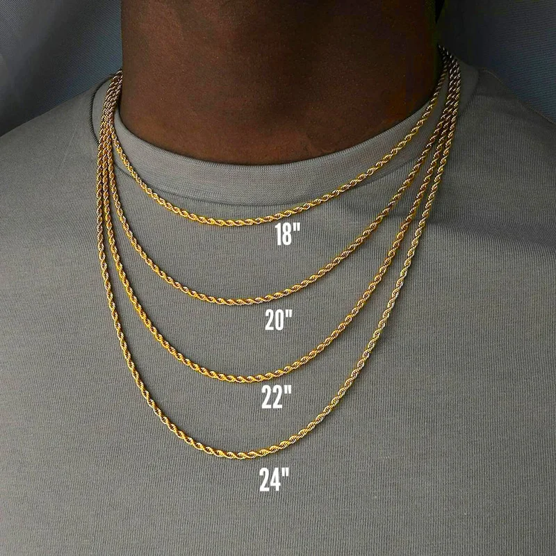 HIYEE Classic Rope Chain Men Necklace Width 2/3/4/5 MM Stainless Steel Figaro Cuban Chain Necklace For Men Women Jewelry - Image 2