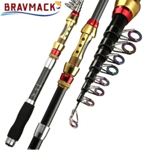 BRAVMACK Short Sea Fishing Rods Fiber Telescopic Fishing Rod Carbon 1.8-3.6M Spinning Telescopic Fishing Tackle Spinning Rod
