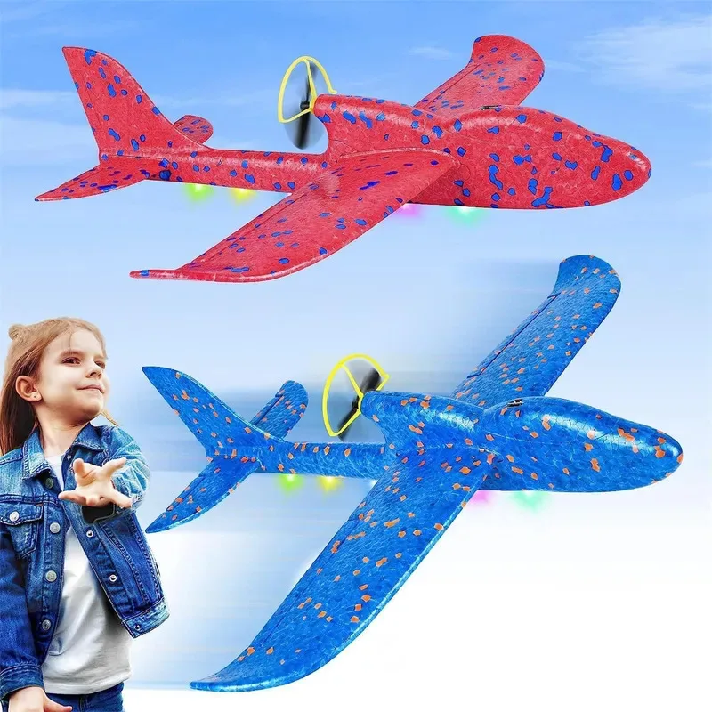 Electric Foam Plane Glider Hand Throw Airplane with LED Light Automatic Flight Planes Outdoor Kids Toys for Children Boys Gifts - Image 2