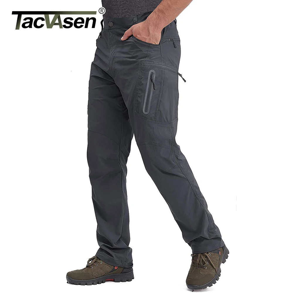 TACVASEN Men's Summer Lightweight Trousers Fishing Pants Outdoor Hiking Nylon Quick Dry Pockets Cargo Pants Casual Work Trousers - Image 2