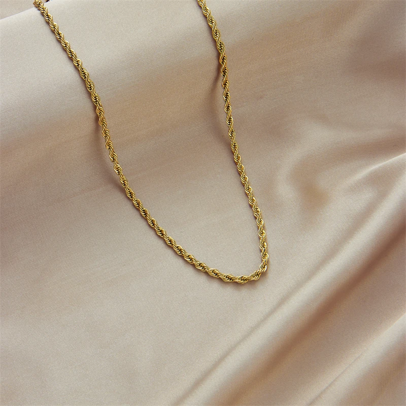 DIEYURO 316L Stainless Steel Gold Color Chain Necklace Bracelets For Women Girl Fashion Non-fading Lady Jewelry Set Accessories - Image 4