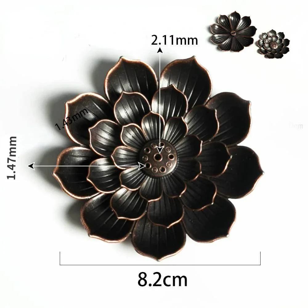 2 in 1 Alloy Incense Burner Metal sandalwood Incense Sticks Holder Buddhism Zen Lotus Sticks Incense Censer Nasturtium Ashtray - Image 6