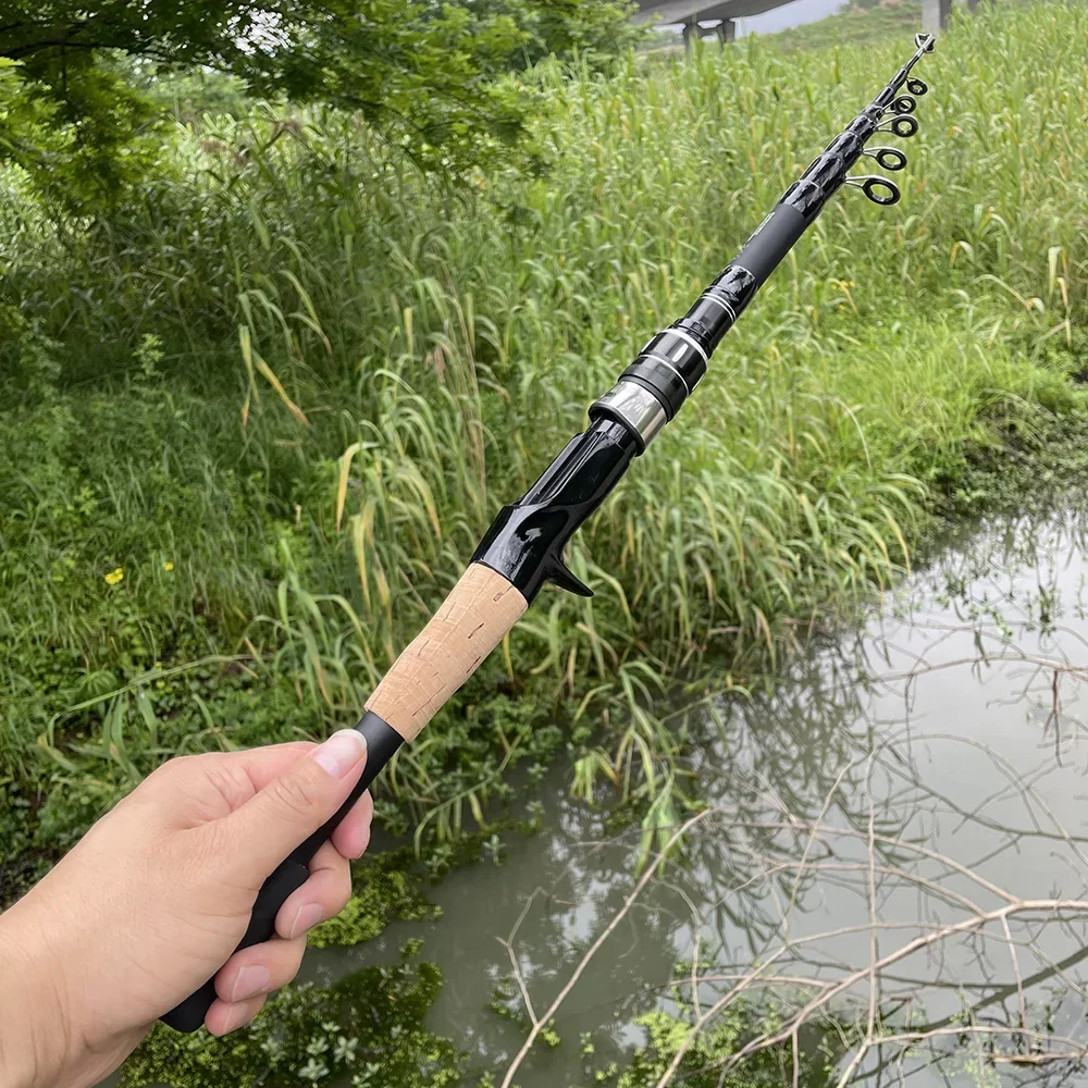 Telescopic Lure Rod 1.5M 1.8M 2.1M 2.4M Carbon Spinning Rod Baitcasting Fishing Pole 8g-25g Wooden Handle Casting Fishing Tackle - Image 5
