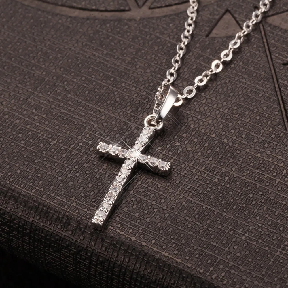 Cross Pendant Rhinestone Inlay Adjustable Necklaces Women Solid Color Solid Color Summer Pendant Necklace Jewellery Women - Image 2
