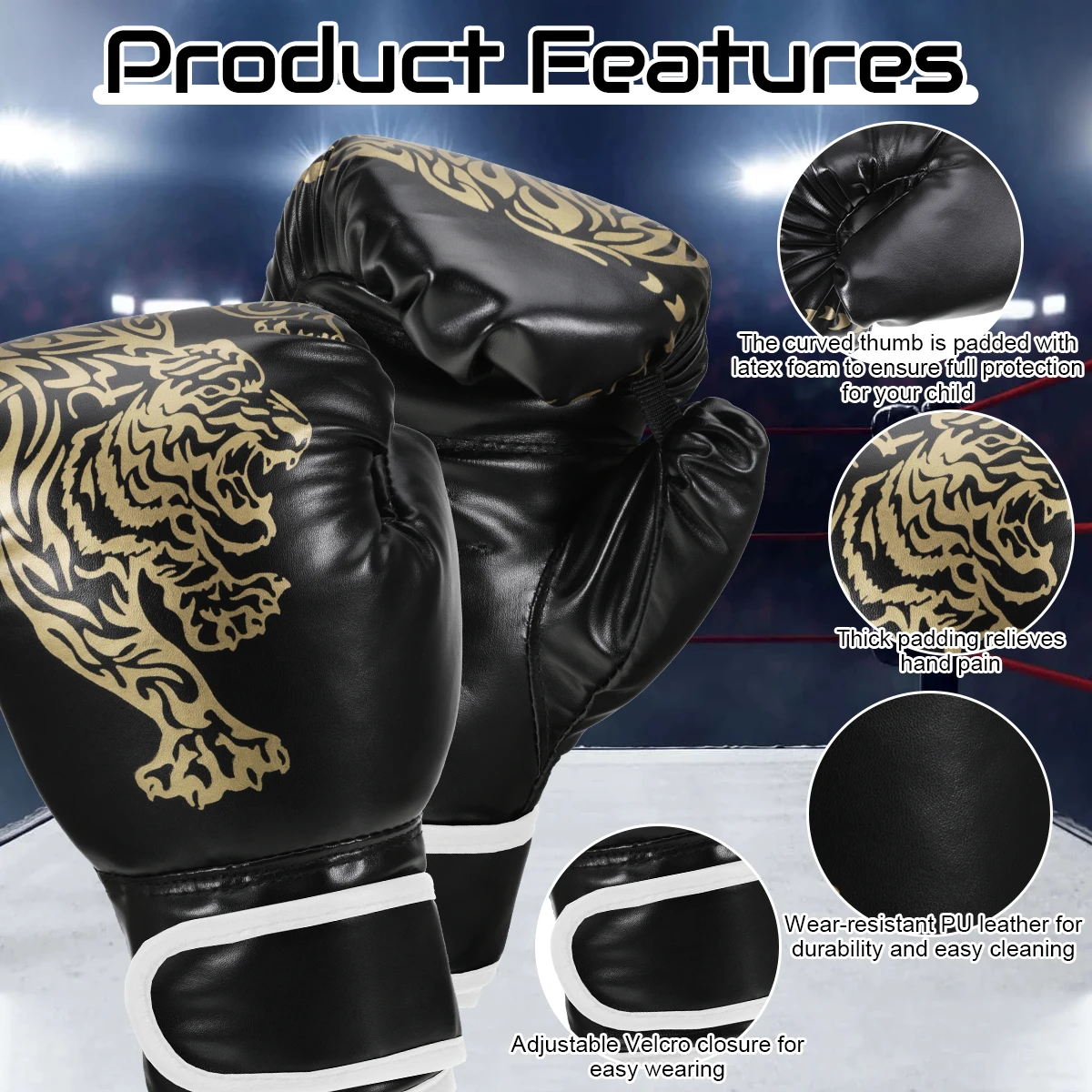 Adults Boxing Gloves Breathable PU Leather Fighting Gloves Kids Boxing Training Kickboxing Gloves for Gym Indoor Outdoor Sport - Image 4