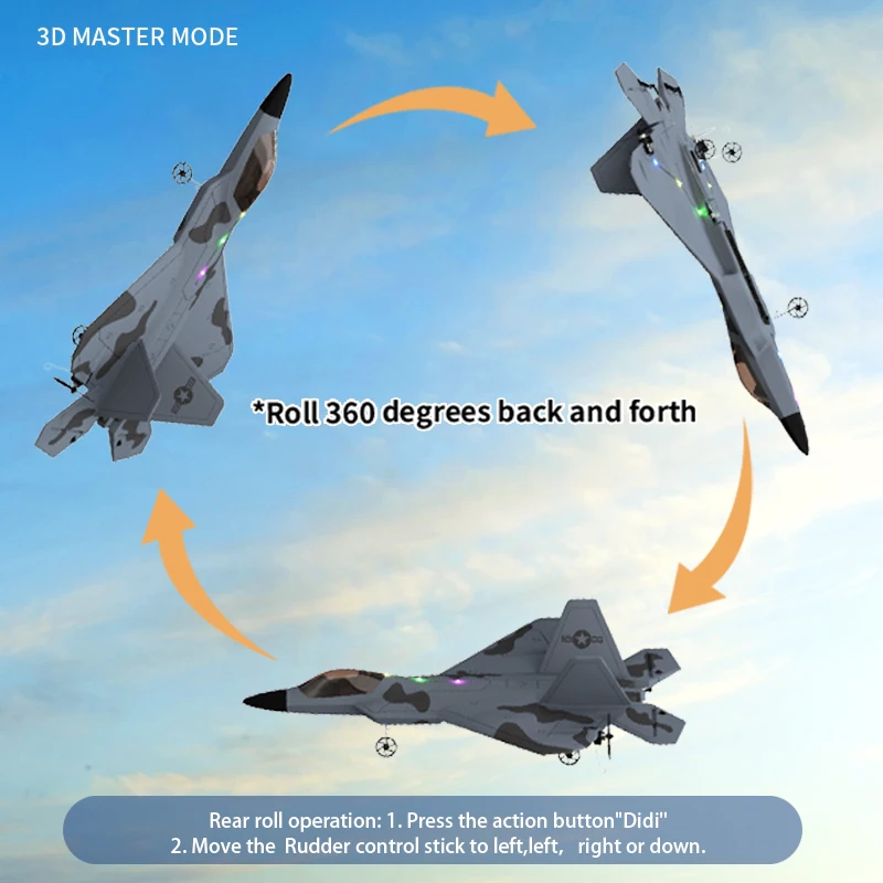 2024 New F22S 2.4G 4CH 3D6G RC Airplane Raptor F22 Warplane WLtoys A180 Upgrade Version LED Light With Gyroscope Out Door Toys - Image 4