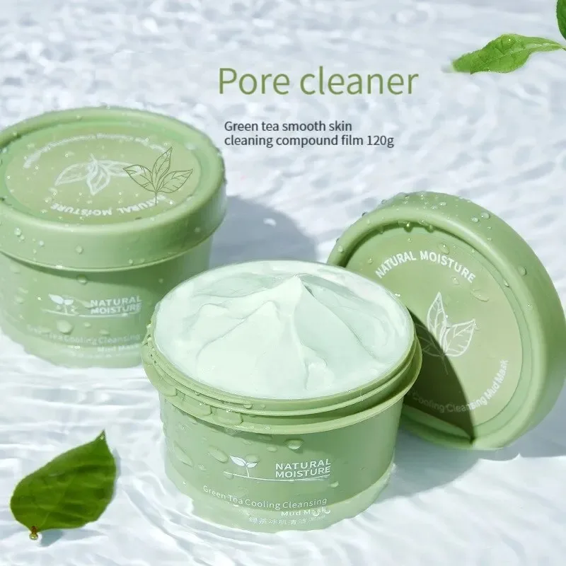Green Tea Ice Mud Mask Cleansing Moisturizing Oil Control Blackhead Removal Cleansing Mud Mask Applicator Mud Mask 1PCS 120g - Image 8