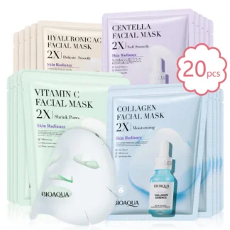 20pcs BIOAQUA Centella Collagen Face Mask VC Moisturizing Refreshing Sheet Masks Hyaluronic Acid Facial Mask Skin Care Products
