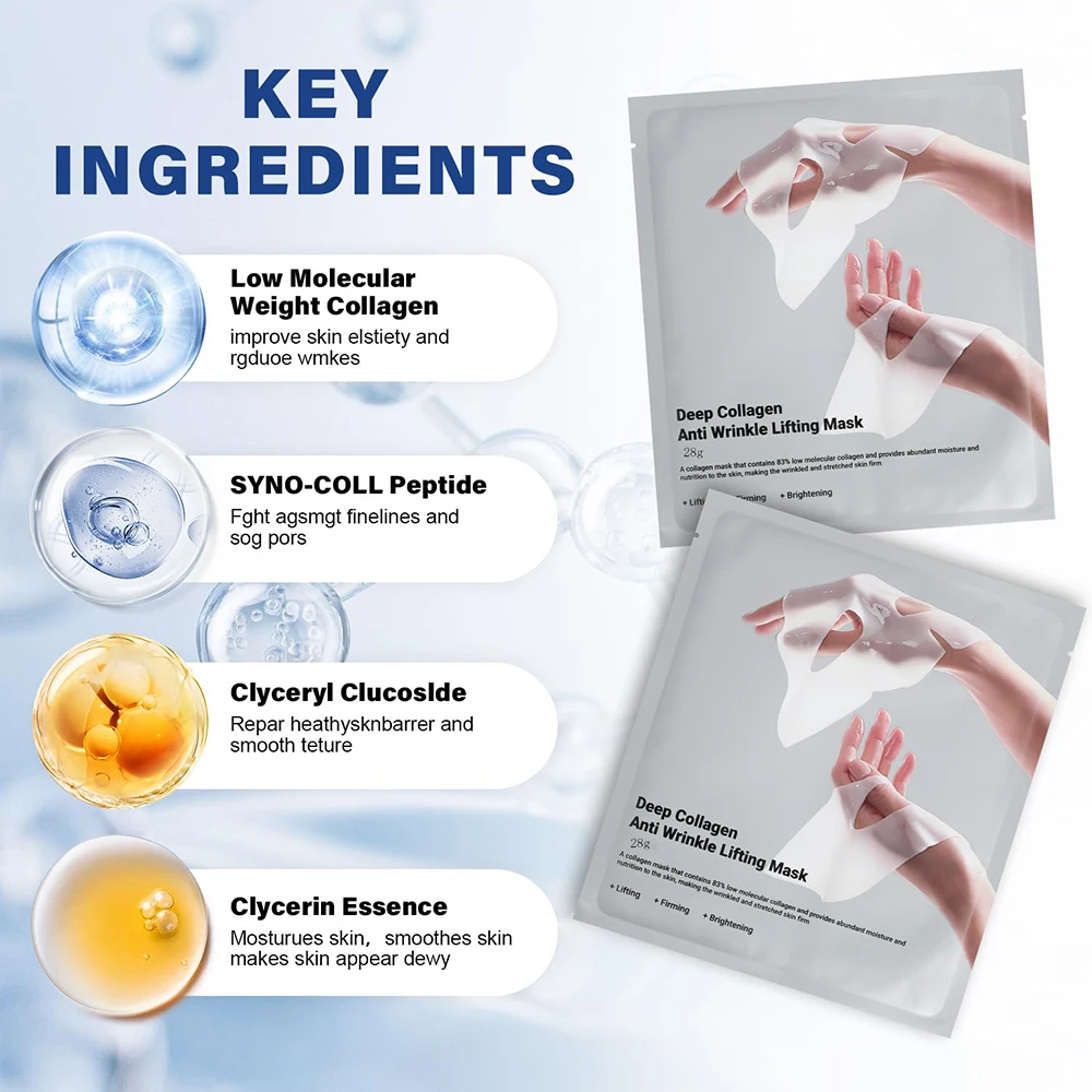 Deep Collagen Anti Wrinkle Lifting Mask Collagen Face Mask Overnight, Deep Collagen Mask for Lifting Firming Moisturizing(5Pack) - Image 5